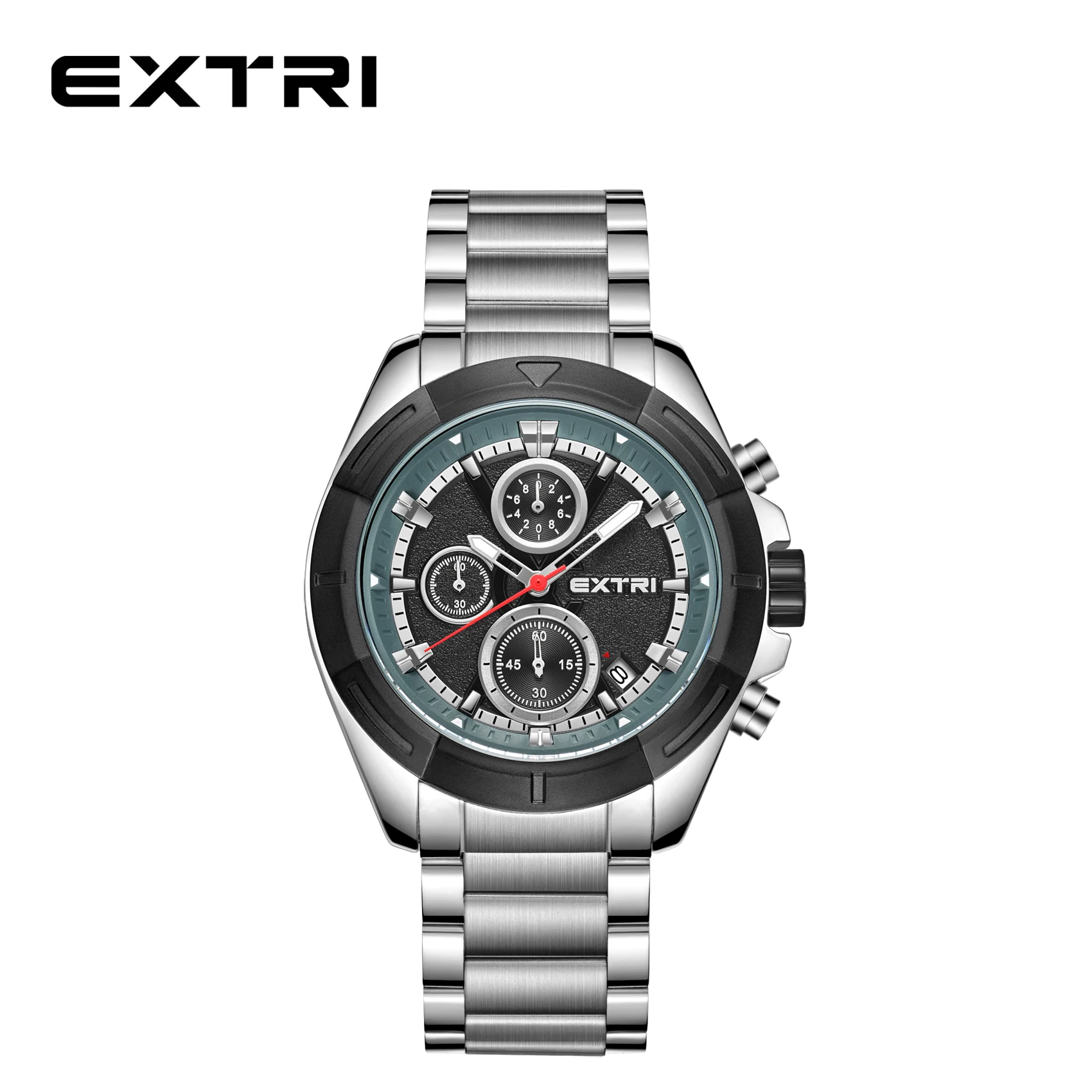 

Extri 2024 New Watches for Men Stainless Steel Real Multifunction Waterproof Classic Business Watches Quartz Gift Box