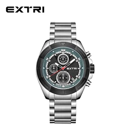 Extri 2024 New Watches for Men Stainless Steel Real Multifunction Waterproof Classic Business Watches Quartz Gift Box