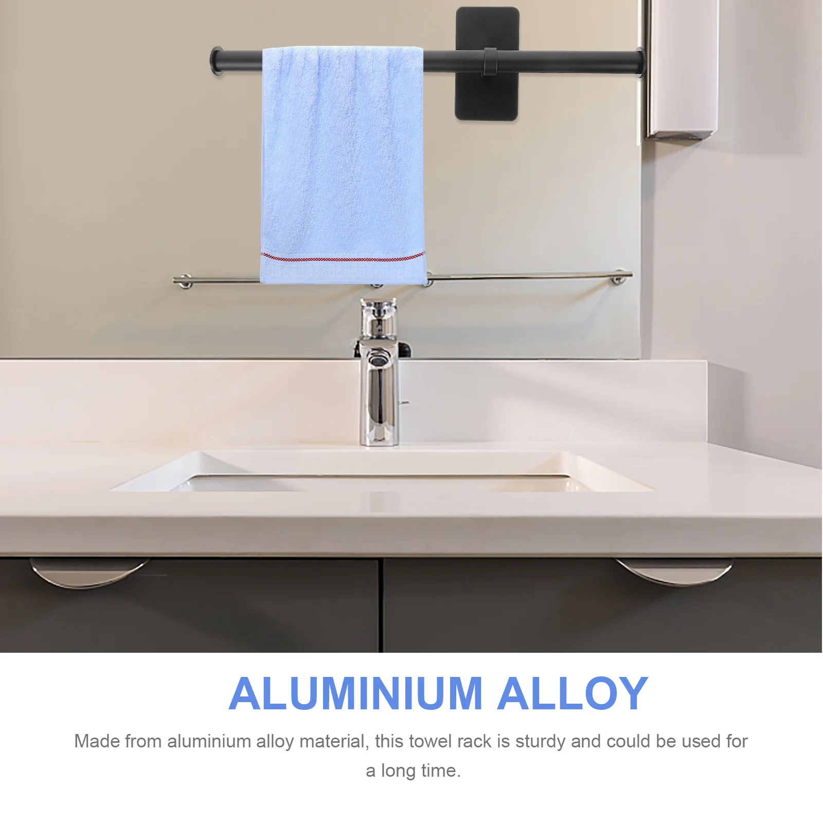 

1 Set Mounted Aluminium Alloy Bar Household Sturdy Organizer For Bathroom Kitchen Balcony Quick Dry Storage Solution