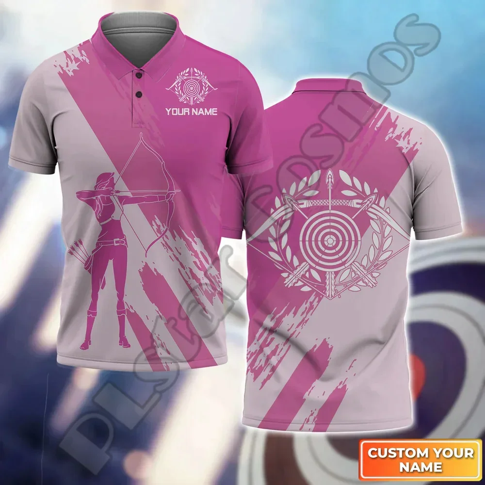 Custom Name Mesh Breathable Archery Archer Shooter Vintage Tattoo 3DPrint Harajuku Summer Streetwear Short Sleeves Polo Shirts J