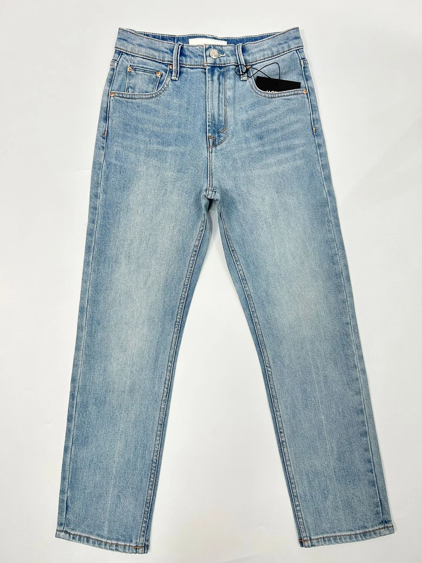 Imagem -02 - Calça Jeans Reta de Cintura Alta Feminina Estiramento Ajuste Fino Alta Qualidade Casual Senhora Feminina Azul Nova