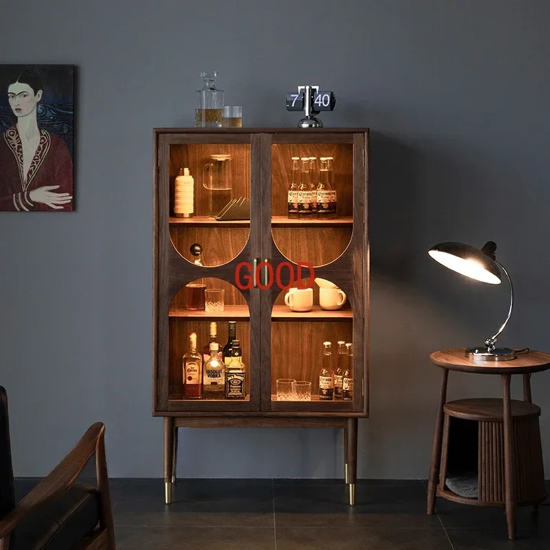 

Ретро-американский винный шкаф из массива дерева со стеклянными дверцами, легкий люкс, для гостиной, в скандинавском стиле, буфет-сервант для хранения