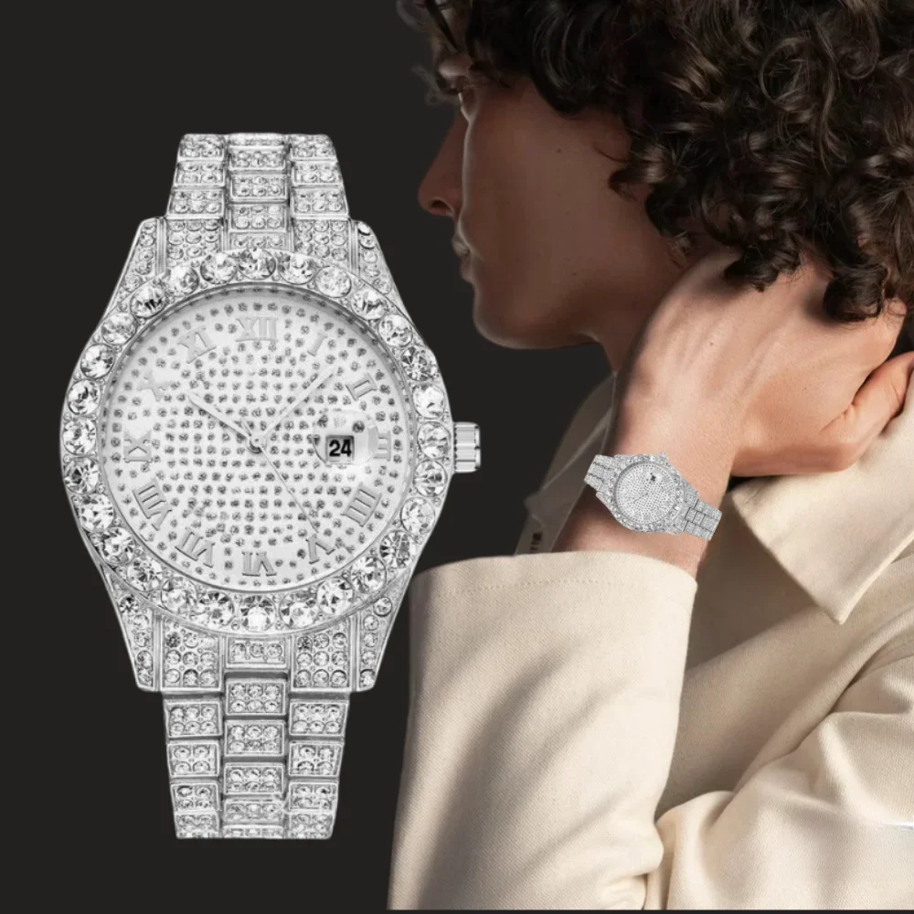 Luxury High Quality Luxury Fashion High-end Mantianxing Diamond Quartz Watch Business Clock for Get-together