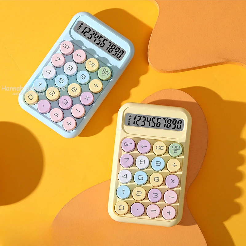 Keyboard Calculator Office 10-digit Mechanical Buttons Calculator Cute Candy Color School Supplies Students/Finance Stationery