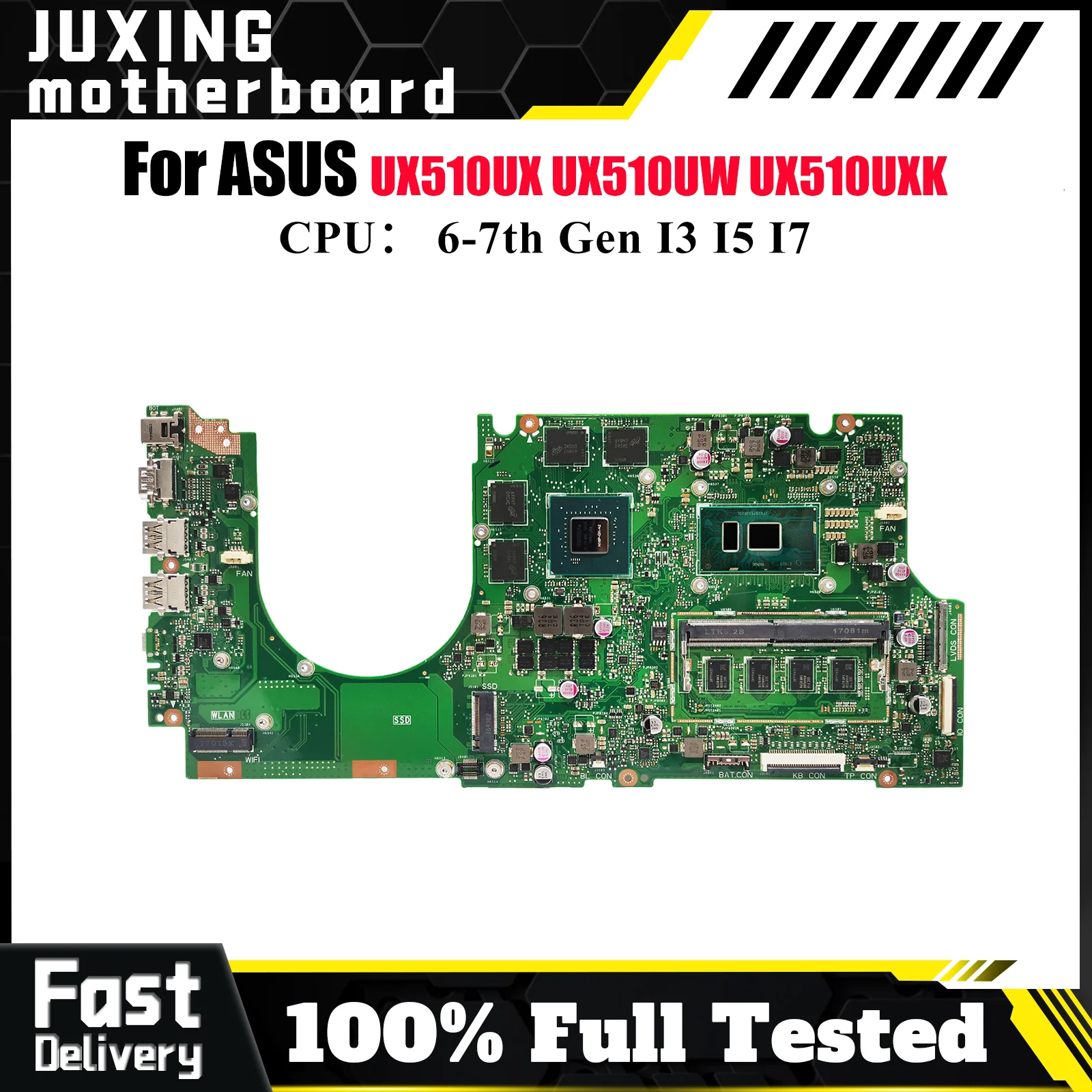 

UX510UX Материнская плата для ноутбука ASUS ZenBook UX510UX V510U UX510UWK UX510UW UX510U U5000U UX510UXK Материнская плата с процессором I3 I5 I7