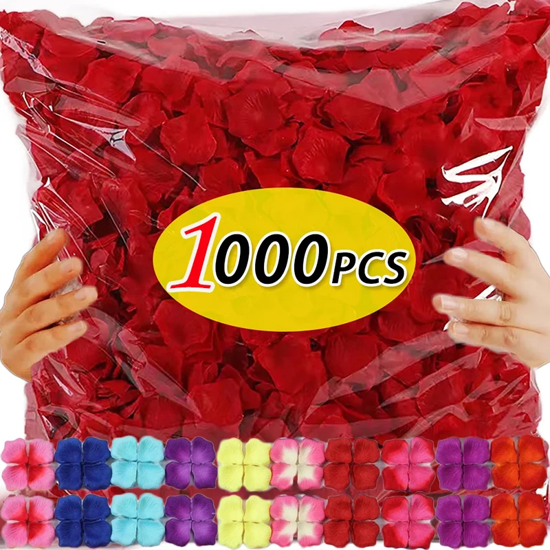 1000Pcs Artificial Fake Rose Petals Colorful Simulation Silk Rose Petal For Valentines Day Wedding Party Romantic Decoration