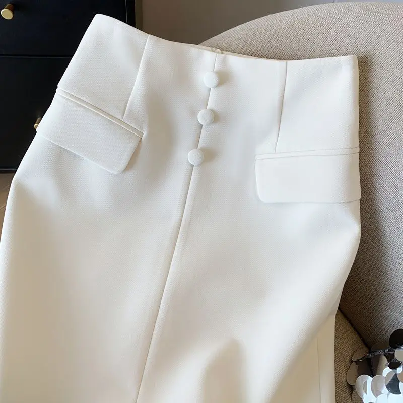 女性のスリムな気質バッグヒップスプリットスカートオフィスレディハイウエストインテージストレートペンシルスカート Mujer 436P 秋の新ファッション