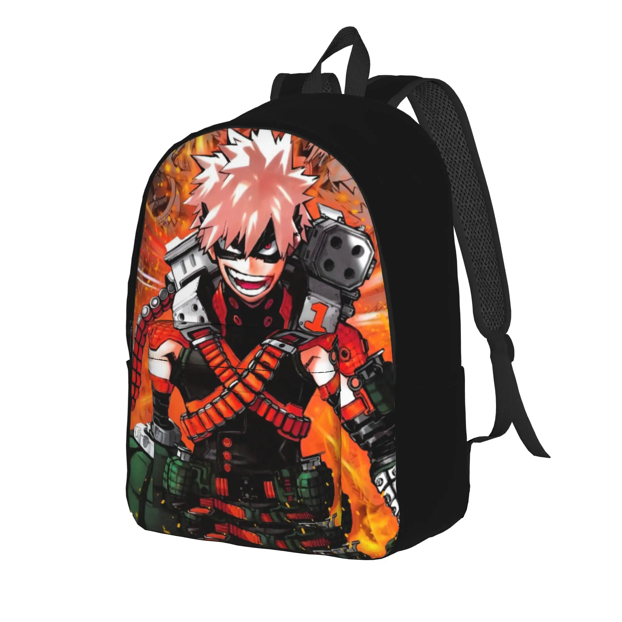 MHA Backpack for Men Women Cool High School Work Daypack Bakugou Metal Poster Laptop Computer Shoulder Bag Lightweight