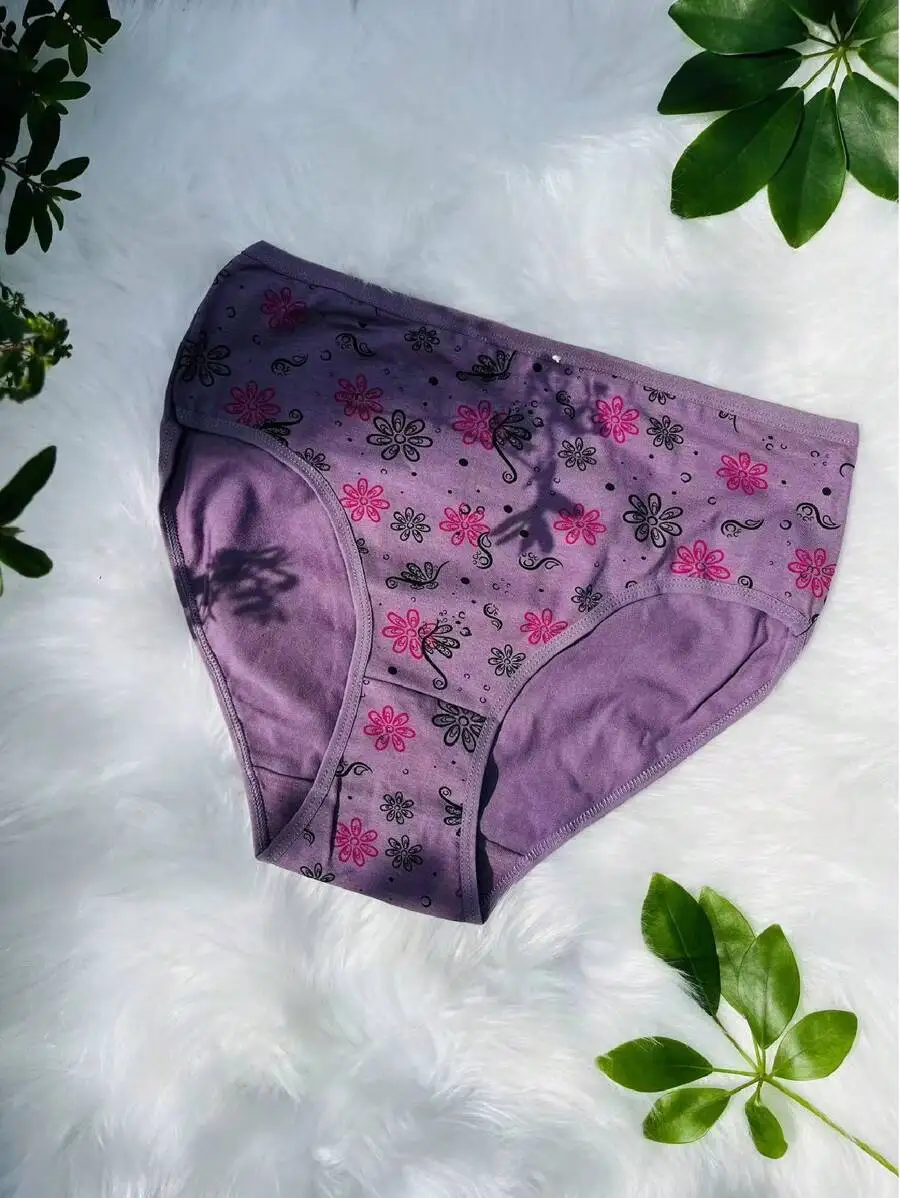 

12Pcs Comfortable Women Cotton Briefs Floral Print Breathable Stretchy Plus Size Everyday Underwear