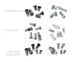 6pcs  A1706 A1989 A2251 A1707 A1990 A1708 A2159 A2289  A2338  Bottom Shell Back Cover Nameplate Screw kit for Macbook Pro