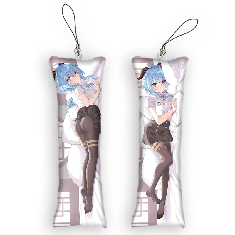 Genshin Impact Ganyu Mini Key Chains Dakimakura Keychain Cartoon Anime Body Mini Pillow Pendant Cute Gifts