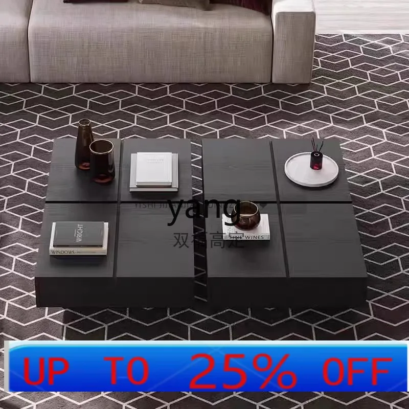 

LMM Italian minimalist rectangular coffee table living room home black solid wood simple modern coffee table