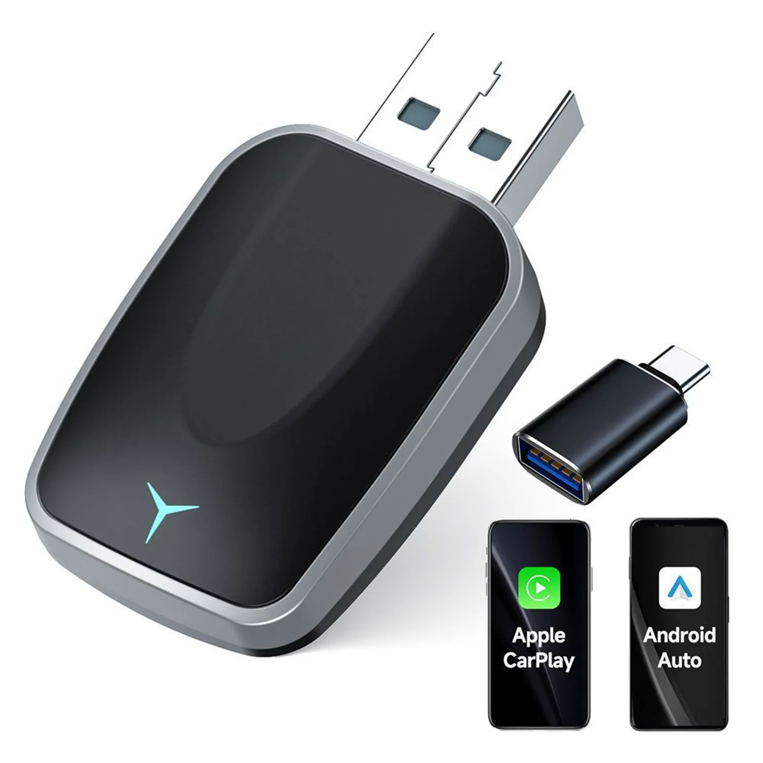 

2-in-1 Wireless Android Car and Carplay Wireless Adapter, Plug and Play, Supports iOS 10+ and Android 11+, USB Connection,