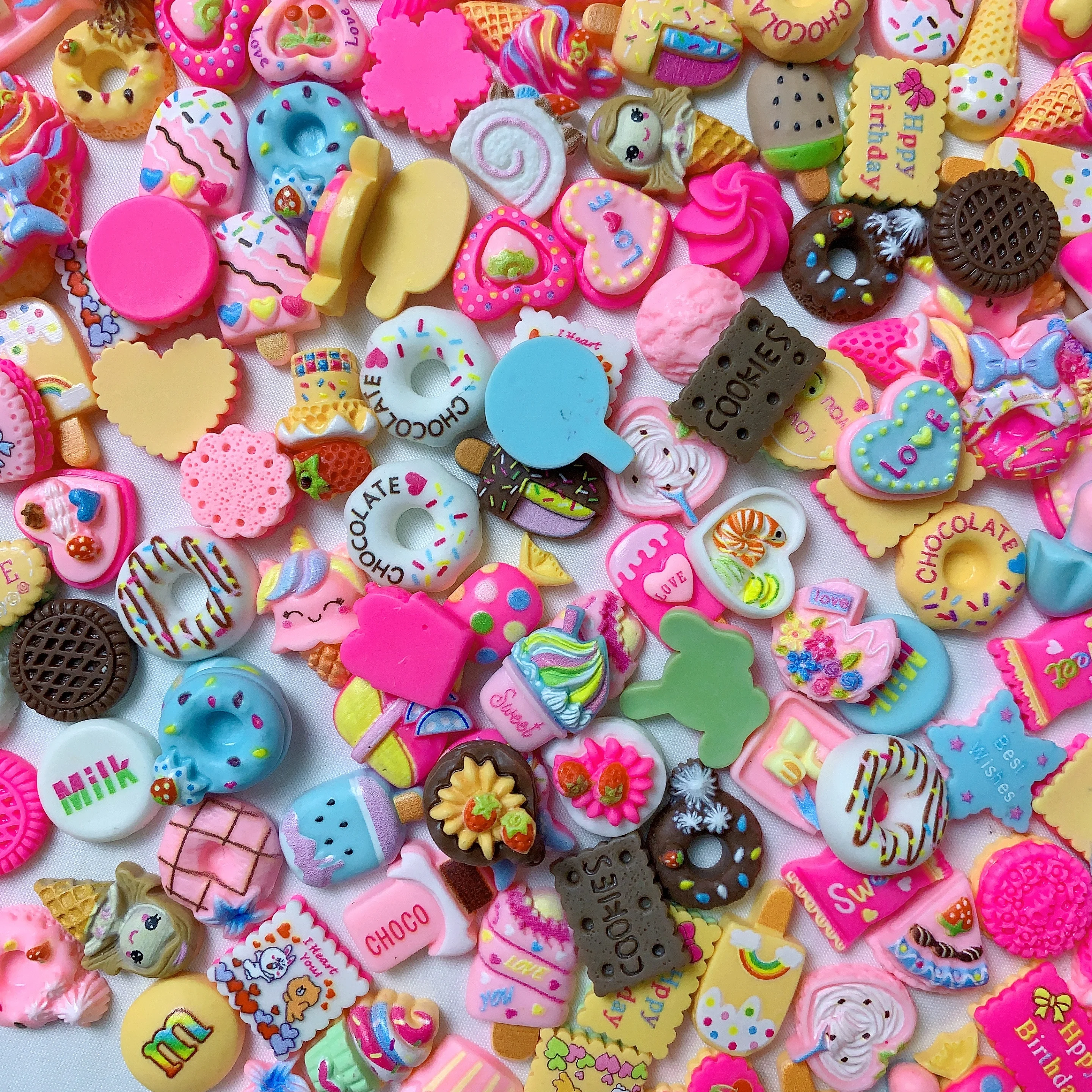 20 Teile/beutel Gemischte Stil Harz Süßigkeiten Keks Lebensmittel Nail art Telefon Fall Haarnadel Kühlschrank Handgemachte DIY Charms Zubehör Dekoration – Detail 35