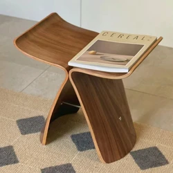 Taburete de madera contrachapada para sala de estar, taburete de mariposa, 4 colores, Natural, negro, nogal, elegante, dormitorio, exhibición moderna
