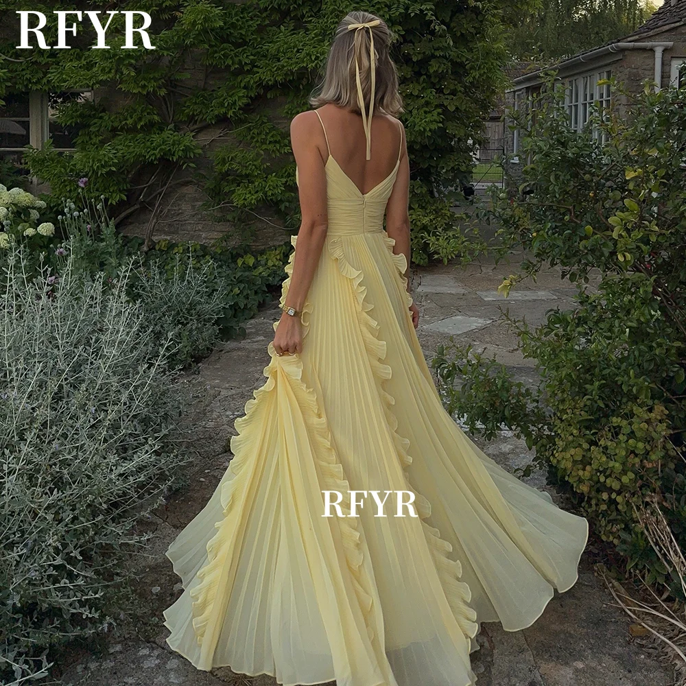 

RFYR Yellow A Line Prom Dress with Ruffles Sweetheart Party Dress Pleated Evening Dress Gala Dress vestidos de fiesta Customized