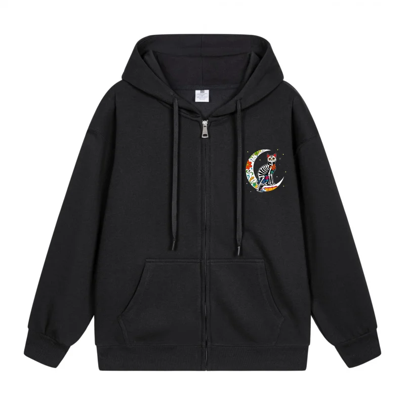 

Men's Zip-Up Hoodie Colorful Moon With Cat Design Halloween in 2025 Casual Couples’ Style Halloween Theme Halloween Party Outfi