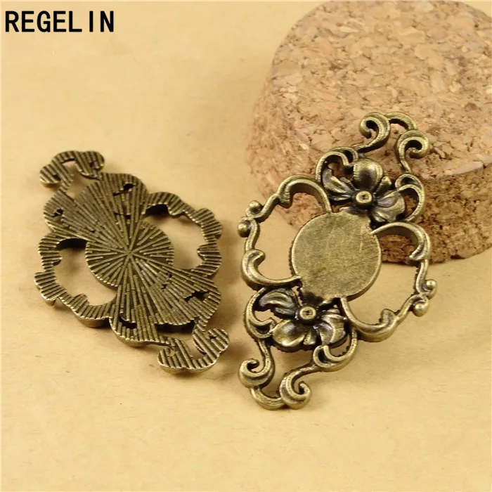 REGELIN 10pcs/lot Bracelet Blank Settings Cabochons Bases Bezel Trays 10mm Cabochon Cameo DIY Fashion Bracelet Connector Making
