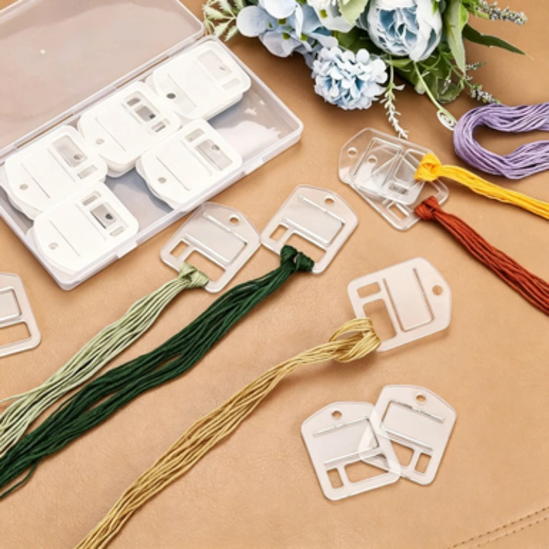 30pcs Embroidery Floss Drop Clear Embroidery Thread Organizers Slim Floss Bobbins Cross Stitch Thread Bobbins For DIY