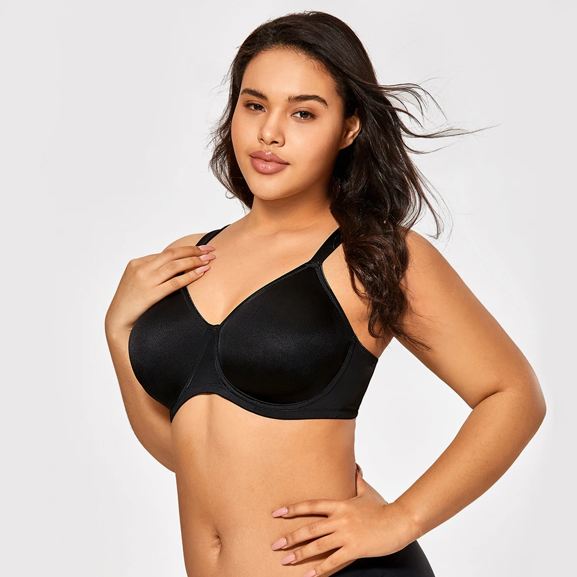 Women\'s Full Coverage Minimizer Underwire Plus Size Non Padded Support Bra Seamless T shirt Smooth B-DD E F G H 34- 44 46 48