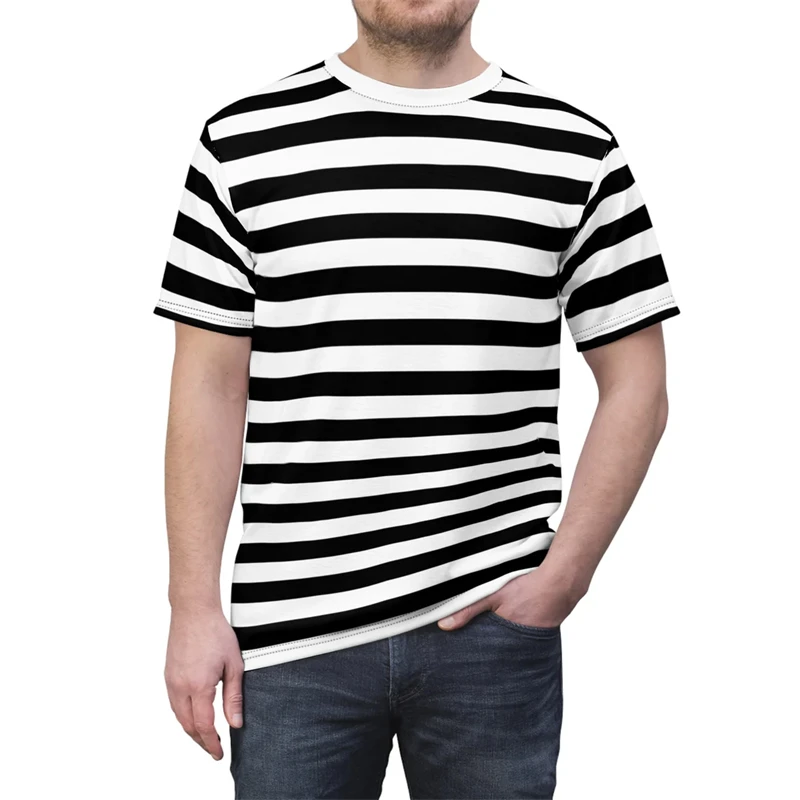 Fashion Classic Stripe Design T-shirt For Men Women Personality Contrast Color Round Neck T Shirts Multiple Color Options Tee