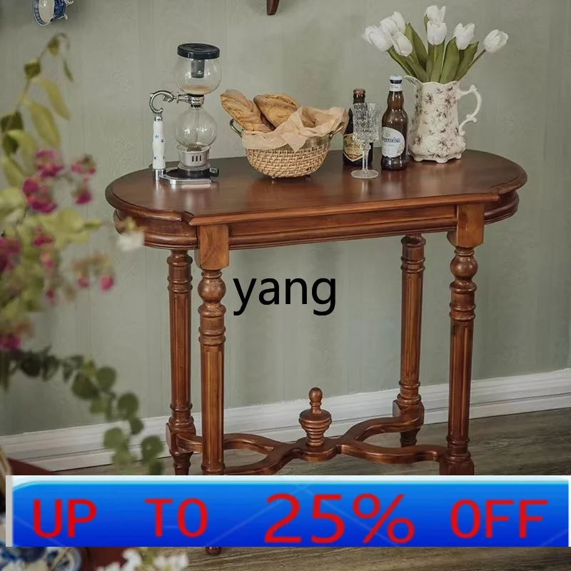 

LHH entrance entrance table solid wood corridor against the wall retro homestay simple table