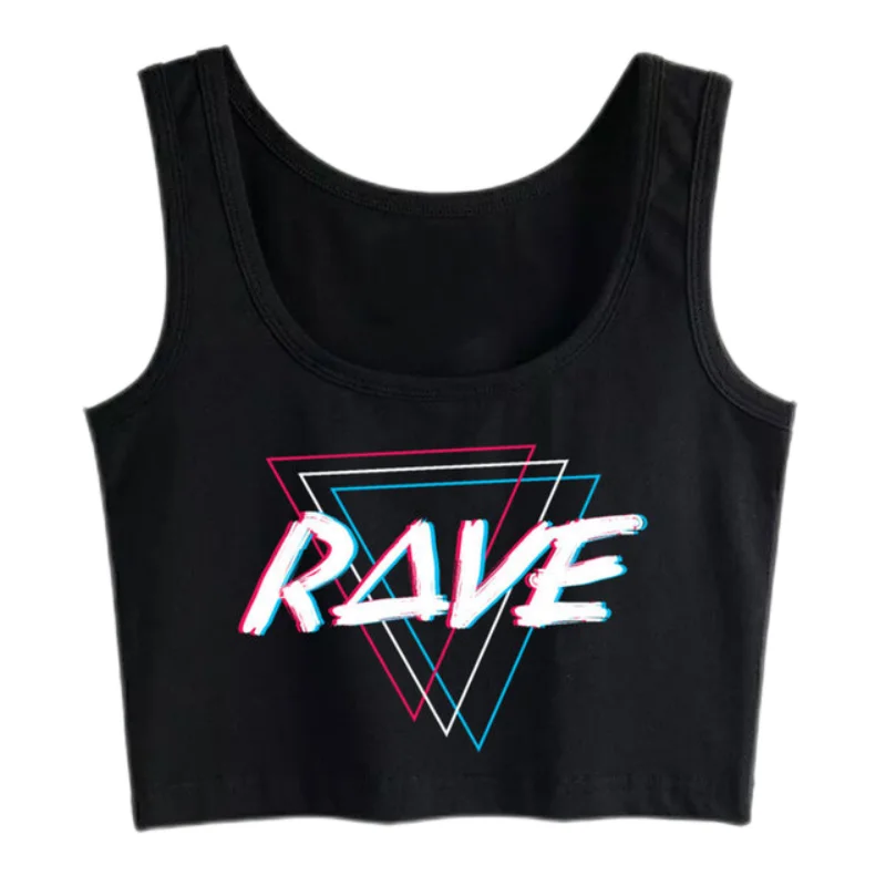 Techno Rave Design Sexy Crop Top Street Fashion Anime Music Tank Top Summer Cotton Sports Training Camisole