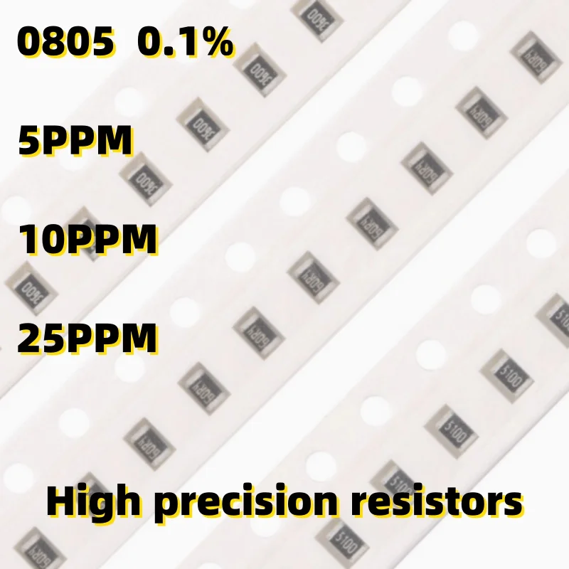 

100 шт./лот 0805 0,1% 5PPM/10PPM/25PPM Высокоточные резисторы 0R/10R/100R/1K/100K/1M/10M