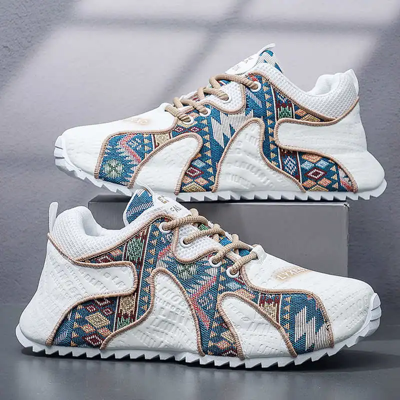 Men's Breathable Canvas Vulcanized Sneakers Lightweight Non-Slip Comfortable Lace-Up Casual Walking Shoes for Outdoor Daily