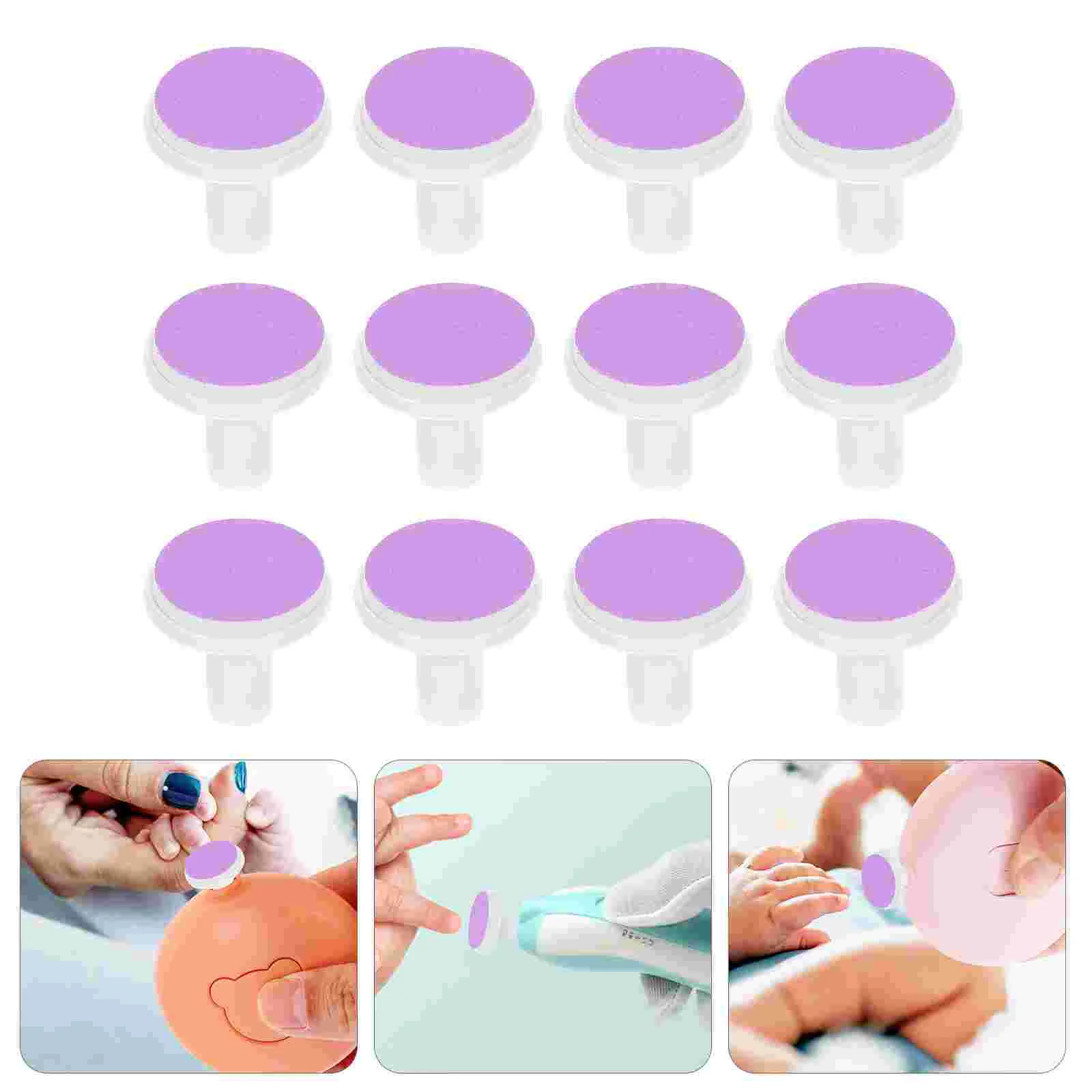 12 Pcs Nail Tools Spare Grinding Head Accessories for Electric Baby Polisher Pad Drill File Red Trimmers Toddler