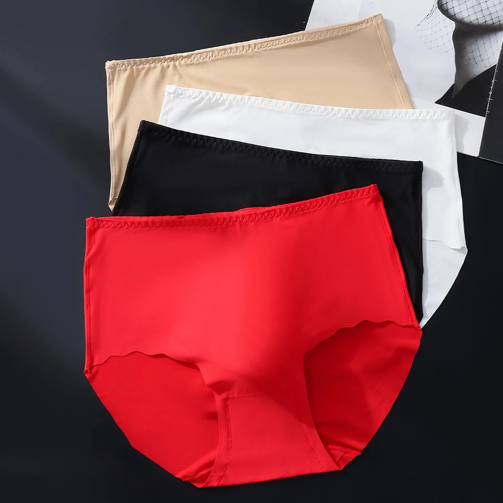 Men Ultra-thin Seamless Ice Silk Plus Size Briefs 3D Bulge Pouch Solid Underwear  Mid Rise Men Bikini Briefs U Pouch Lingerie