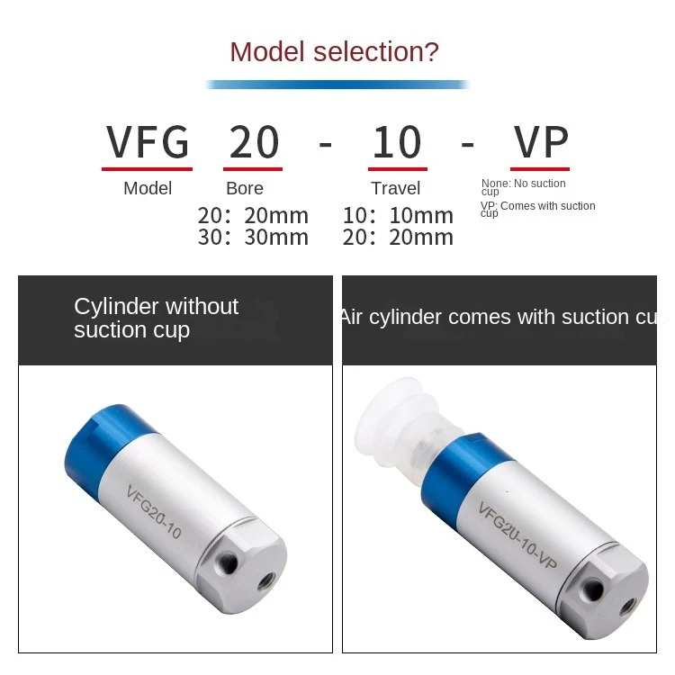 Pneumatic Cylinder VFG20-10-VP for Robotic Gripper with Single-Acting Vacuum Suction Cup 20-20/30-20