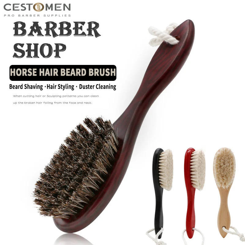 

Pro Horse Hair Men Beard Brush Wood Handle Barbershop Broken Hair Removal Brushes Salon Facial Cleaning Mustache Shaving Tools