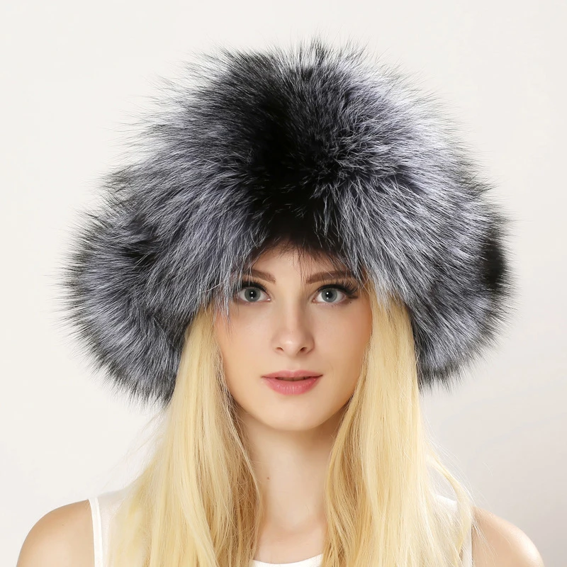 2024 New Style Winter Lady Real Fox Fur Hat Natural Soft Genuine Fox Fur Cap Women Fashion Casual Warm Real Leather Bomber Hats