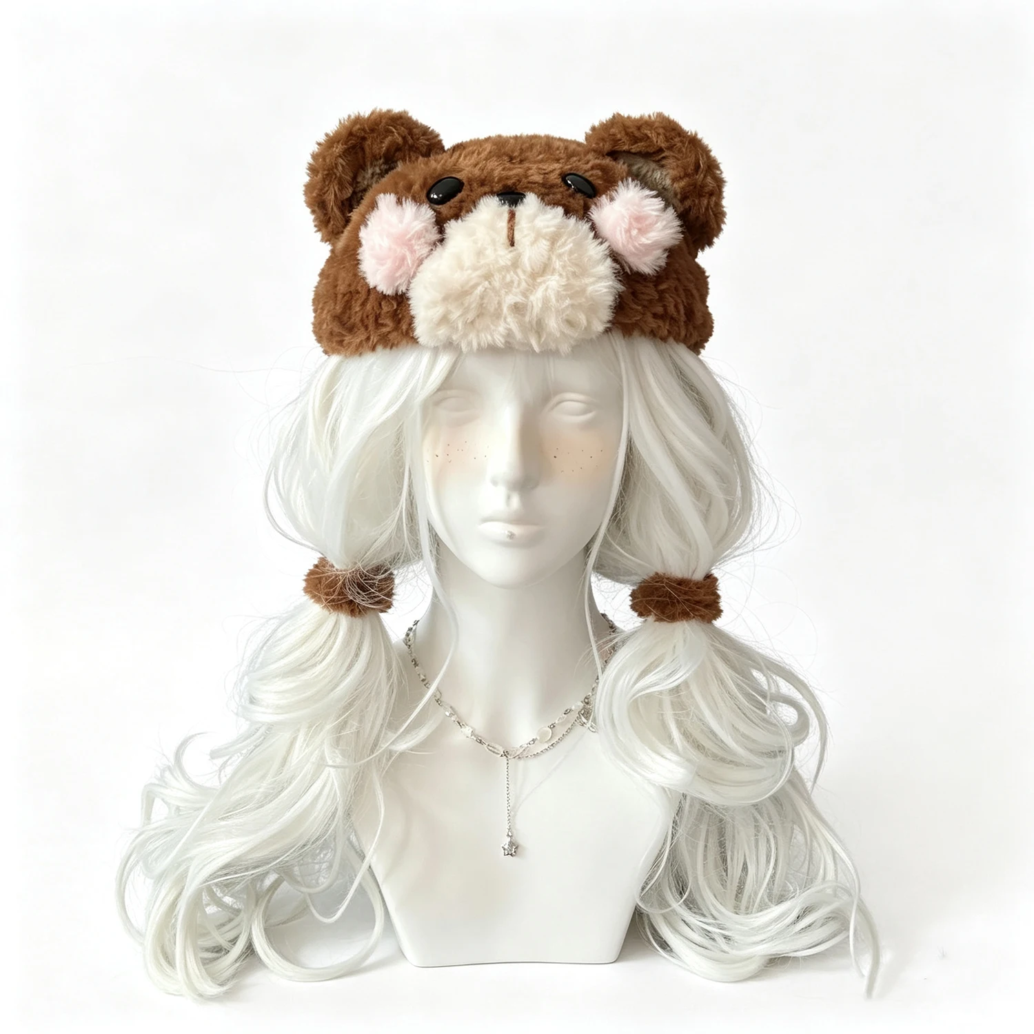 Custom Hand‑Crocheted Brown Bear Ear Hat Woman Plush Fuzzy Knitted Skullies Cap Kid Kawaii Lolita Cosplay Family Matching Beanie