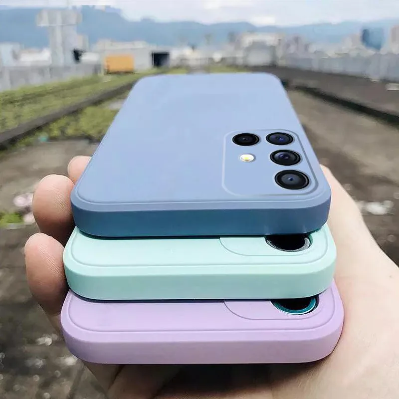Quadratische Luxus-Handyhülle aus weichem Silikon für Samsung Galaxy S26 S25 Edge S24 S23 S22 S21 S20 Ultra S24 FE Plus Note 20 Ultra Cover