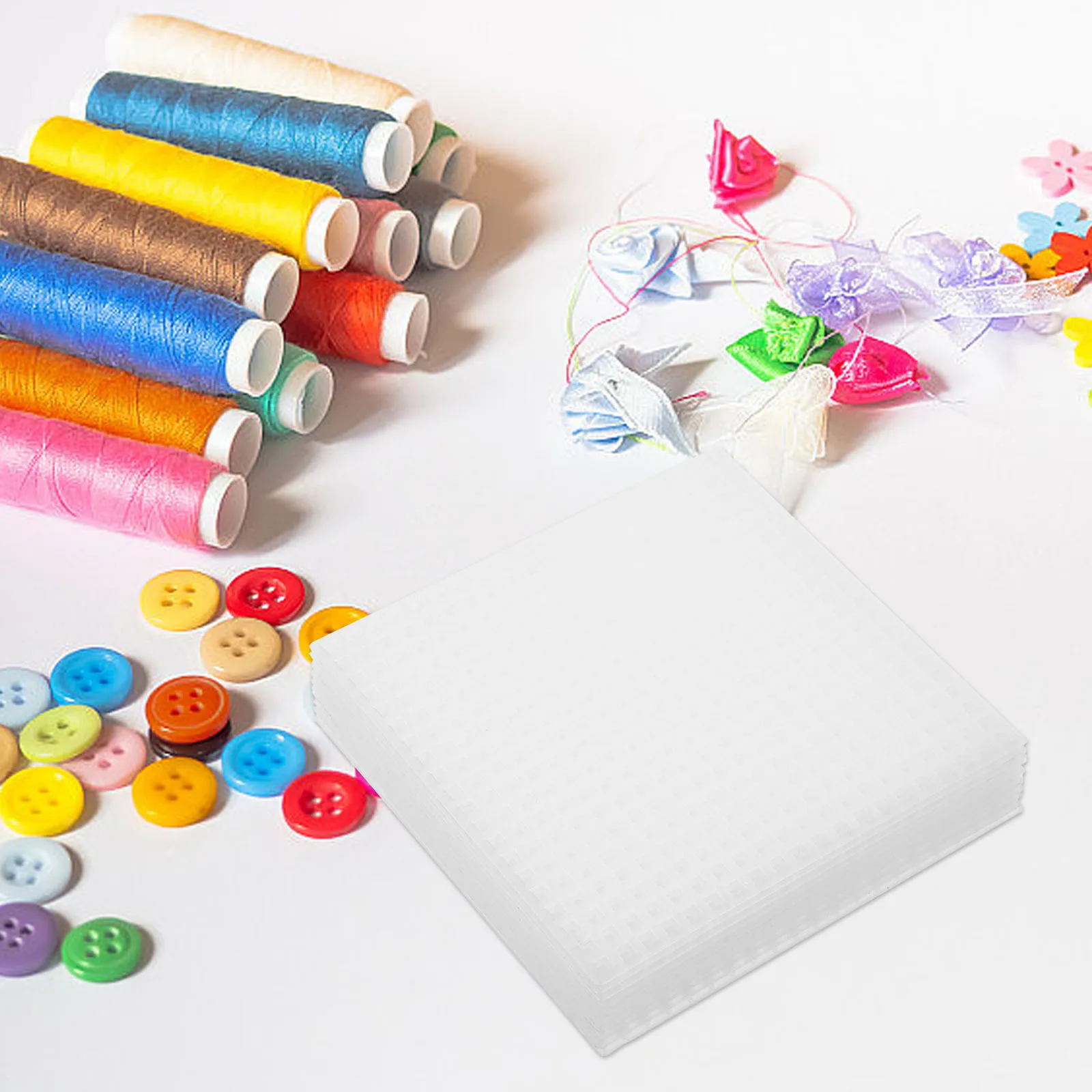 

10pcs 8x8cm Square Mesh Sheets for DIY Crochet Bag Making Plastic Grid Coasters Sewing Canvas Embroidery Wire Pads Workshop