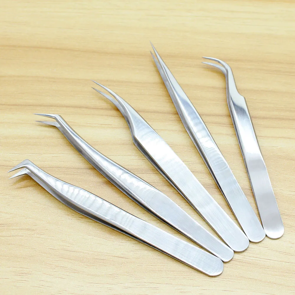 Premium Quality Eyelash Extension Tweezers Makeup Tools Stainless Steel Non-magnetic Volume FakeLashes Supplies Accurate