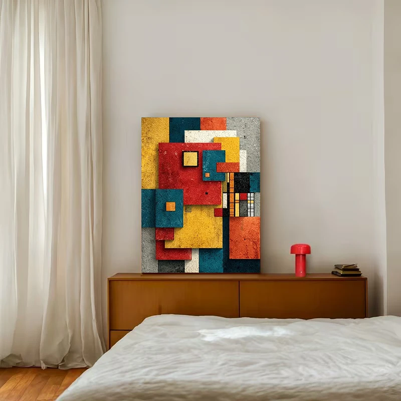 Colorful Geometry Poster Prints Red Yellow Blue Color Blocks Canvas Painting Wall Art Picture for LivingRoom Home Decor Cuadros