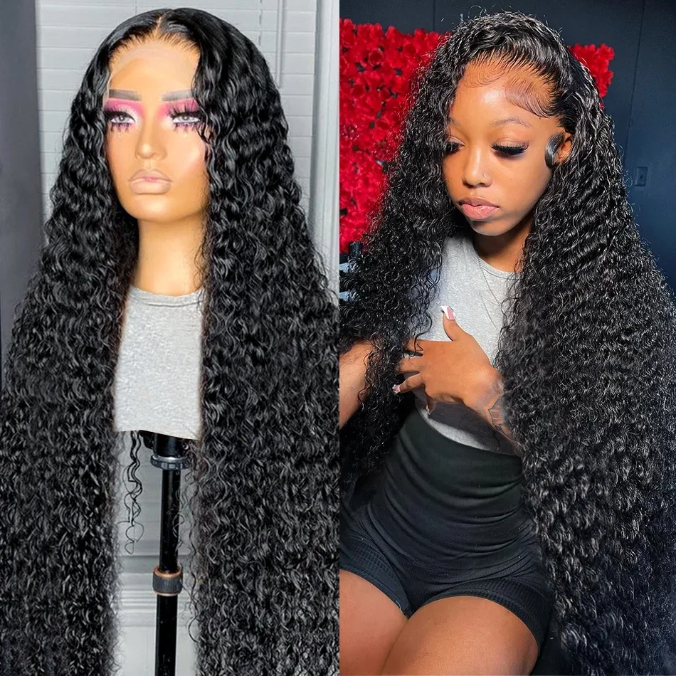 13x6 Loose Deep Wave HD Transparent Lace Frontal Human Hair Wig 250 Density 30 40 Inch 13x4 Curly Lace Front Wig For Black Women