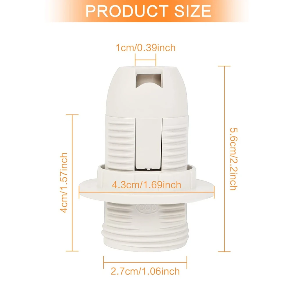 E14 lamp holder Edison screw lamp holder small E14 socket lamp holder insulated plastic shell bulb socket 250V 2A high conductiv