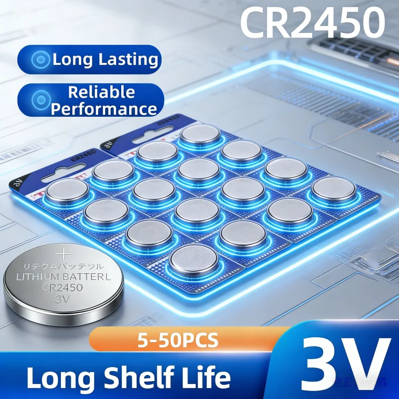 

5-50PCS CR2450 Watch Buttom Battery KCR2450 5029LC LM2450 DL2450 ECR2450 BR2450 CR 2450 3V 600mAh Lithium Coin Cell Batteries