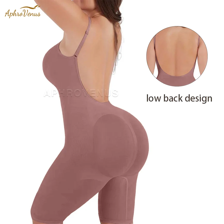 

Женский бесшовный формирователь тела с открытой спиной средней длины, корректирующее белье для контроля живота, утягивающий полный боди, гладкий комфортный послеродовой пояс