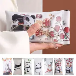 Cartoon Panda Cat Glasses Bag Automatic Shutdown PU Leather Coin Bag Protector Pouch Waterproof Eyewear Protective Case Unisex