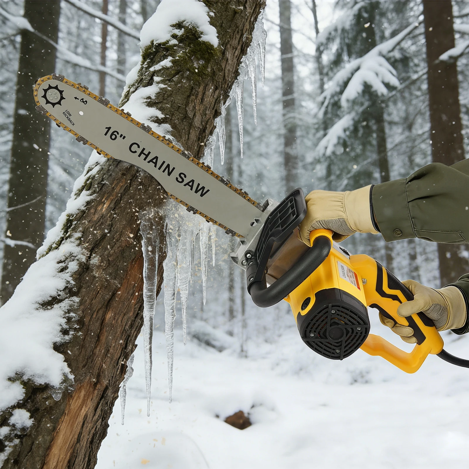 2000W 16 Zoll Elektrische Kettensäge 800 U/min Hochgeschwindigkeits-Kettensäge mit Kabel für Holzschneiden, Baumschnitt, Holzspalten, Forstwirtschaft, Garten und Heimgebrauch – Detail 9