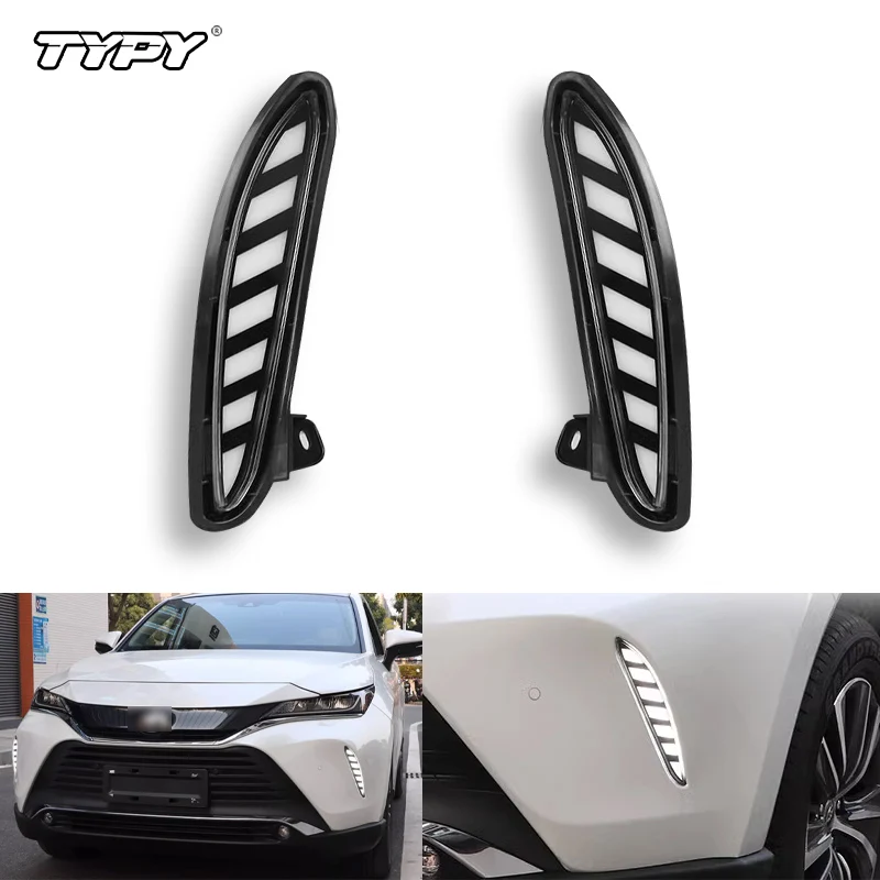 

TYPY 1 пара автомобильных DRL светодиодных дневных ходовых огней для Toyota Harrier Venza 2021 2022 2023 динамическое желтое реле указателя поворота
