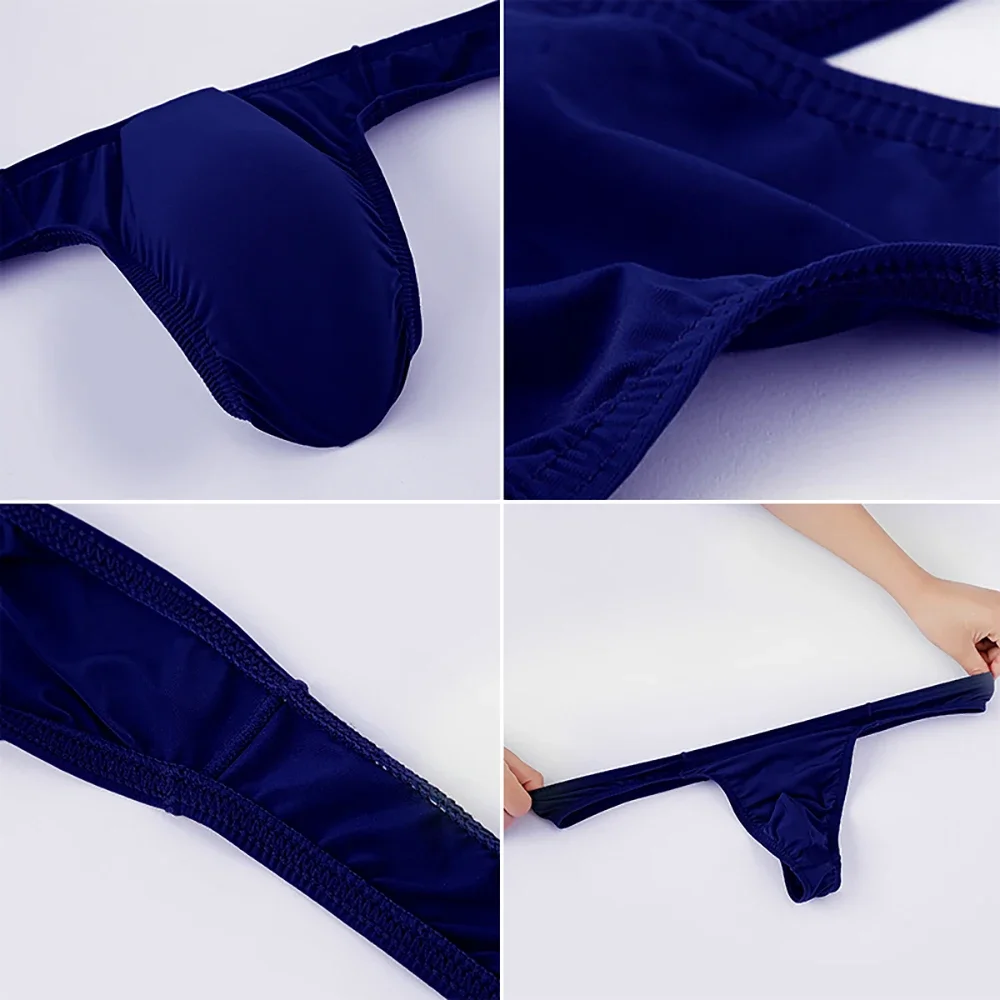 Men's Sexy T-Back G-Strings Low-Waist U-Convex Pouch Panties Thongs Underwear Soft Homme Lingerie Briefs Elastic Underpants