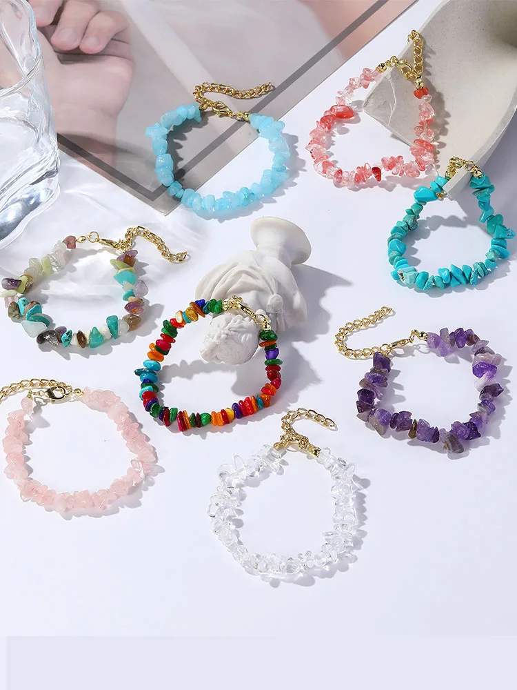 New Bohemian Colored Stone Bracelet Summer Jewelry Natural Stone Bracelet