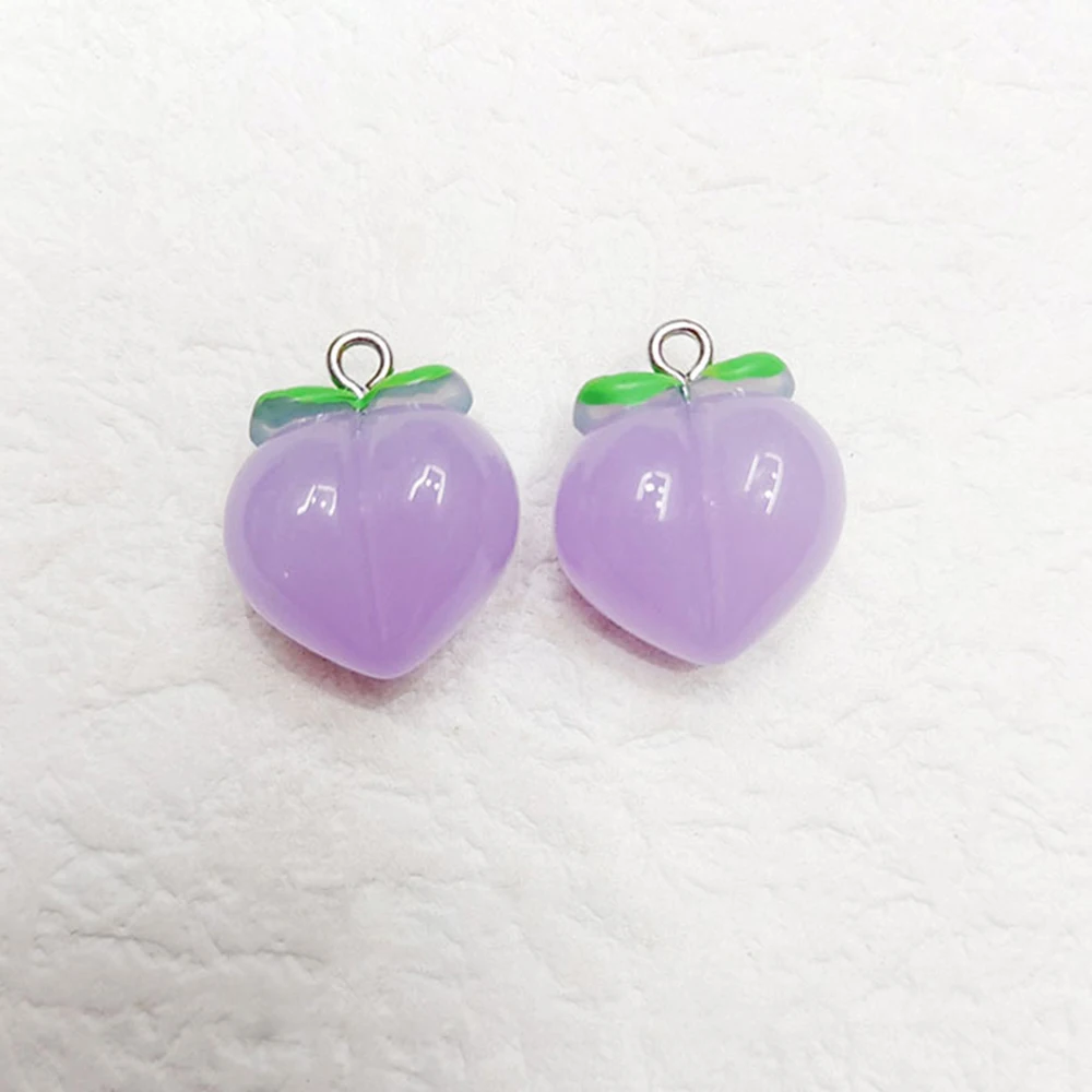 10pcs 3D Peach Flat Resin Charms Pendant Transparent Earrings Fruit Pendants Keychain Decoration DIY Links Hanging Ornaments