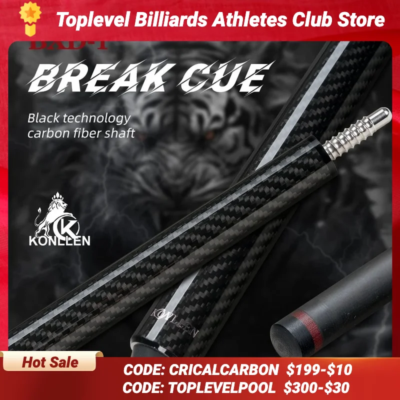 

KONLLEN Break cue Pool cue Stick 13mm Tip Carbon Fiber Shaft Punch Cue 58" Stick 1/2 spint Billiard Cues